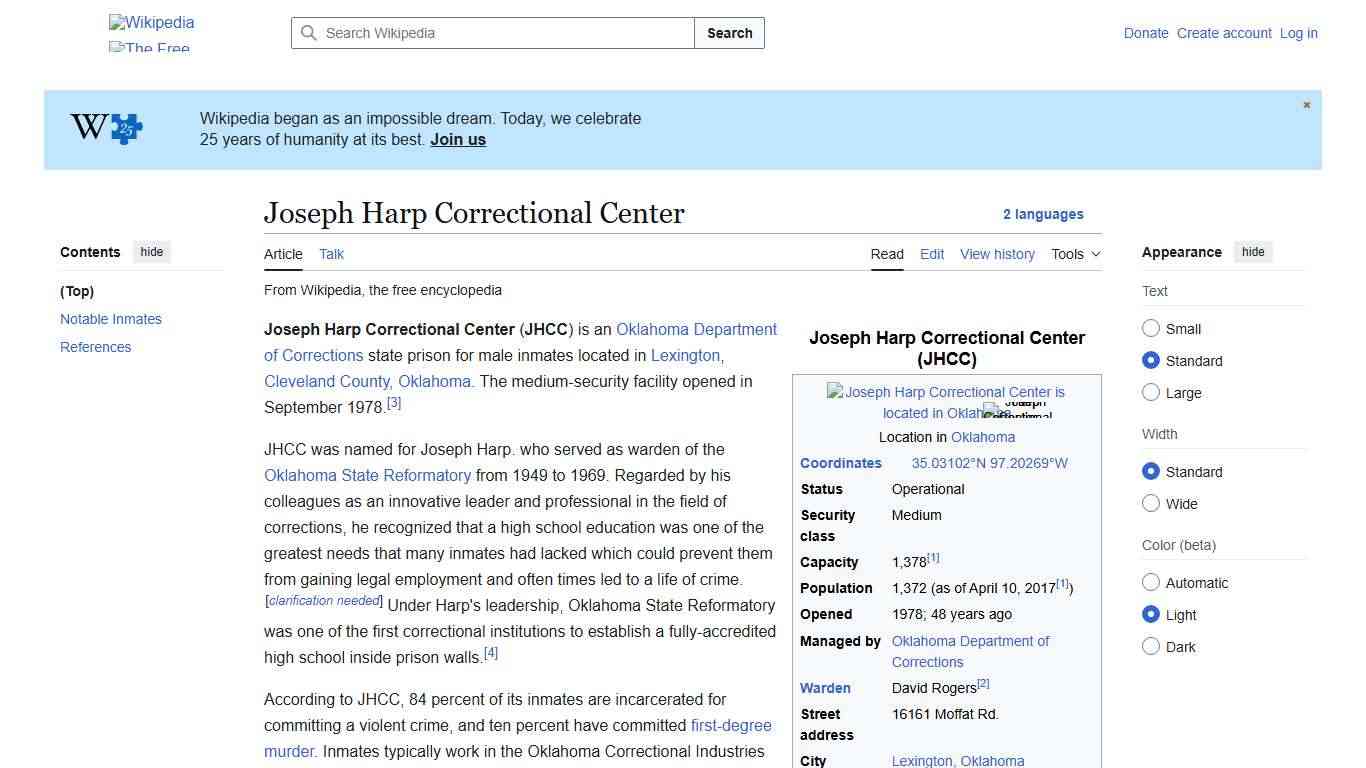 Joseph Harp Correctional Center - Wikipedia